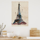 Bestemmingen | Brieven van de Eiffeltoren Poster (Keuken)