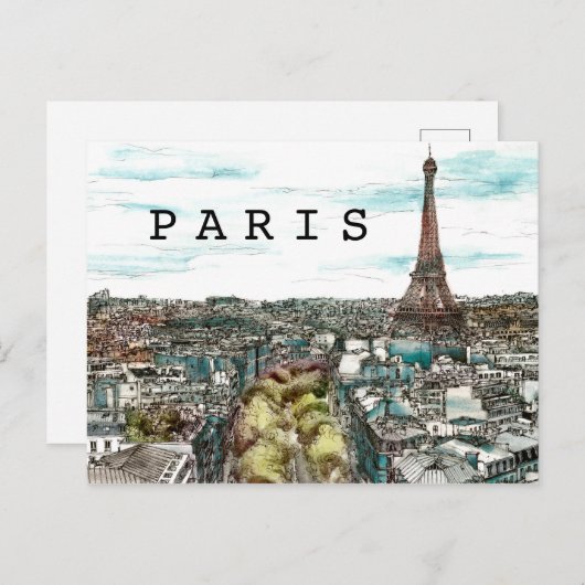 Bestemmingen |  Eiffeltoren in het Uitzicht van Pa Briefkaart (Voorkant / Achterkant)