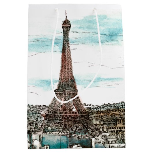 Bestemmingen |  Eiffeltoren in het Uitzicht van Pa Medium Cadeauzakje (Voorkant)
