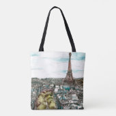 Bestemmingen |  Eiffeltoren in het Uitzicht van Pa Tote Bag (Achterkant)