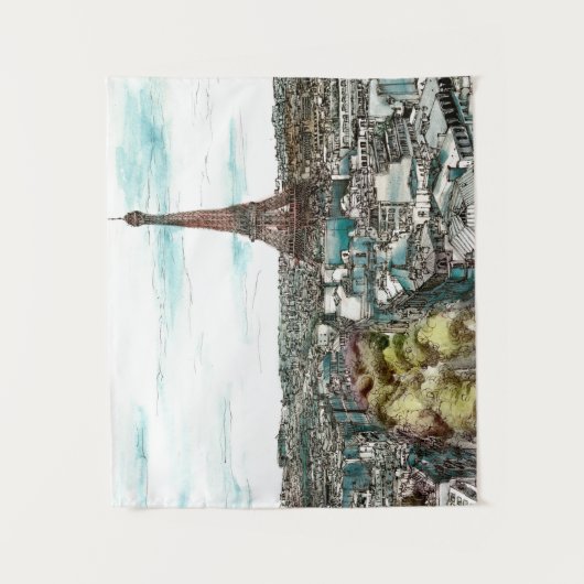 Bestemmingen | Eiffeltoren in het Uitzicht van Pa Wandkleed (Voorkant)