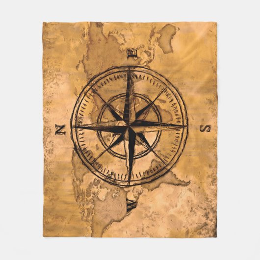 Bestemmingen - Roos en Wereldkaart compacteren Fleece Deken (Voorkant)