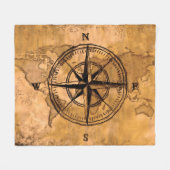 Bestemmingen - Roos en Wereldkaart compacteren Fleece Deken (Voorkant (Horizontaal))