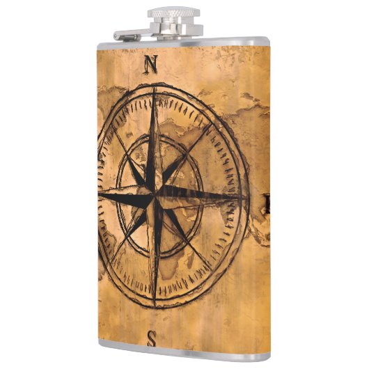 Bestemmingen - Roos en Wereldkaart compacteren Heupfles (Links)