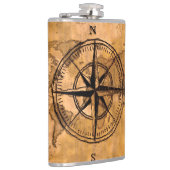 Bestemmingen - Roos en Wereldkaart compacteren Heupfles (Rechts)