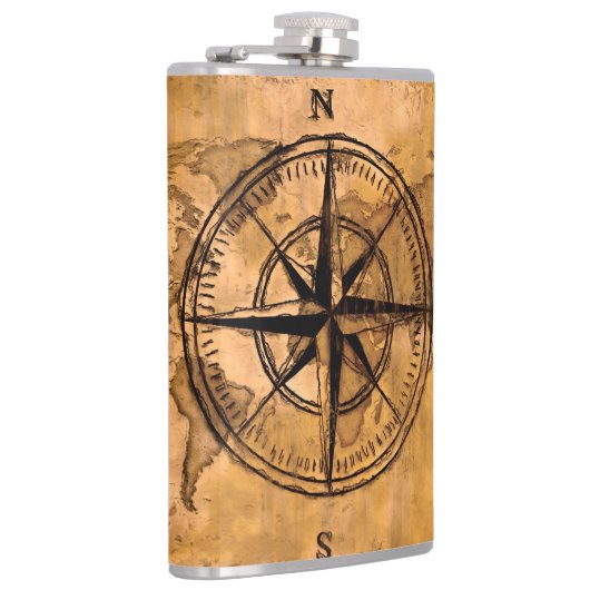 Bestemmingen - Roos en Wereldkaart compacteren Heupfles (Rechts)