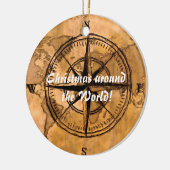 Bestemmingen - Roos en Wereldkaart compacteren Keramisch Ornament (Links)