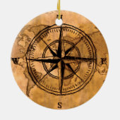 Bestemmingen - Roos en Wereldkaart compacteren Keramisch Ornament (Achterkant)