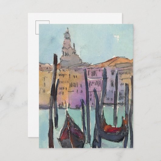 Bestemmingen | Twee Gondolas in Venice Sketch Briefkaart (Voorkant / Achterkant)