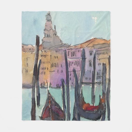Bestemmingen | Twee Gondolas in Venice Sketch Fleece Deken (Voorkant)