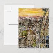 Bestemmingen | Waterverf Big Ben & London Eye Briefkaart (Voorkant / Achterkant)