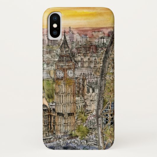 Bestemmingen | Waterverf Big Ben & London Eye Case-Mate iPhone Case (Achterkant)