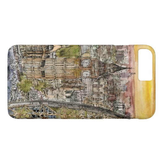 Bestemmingen | Waterverf Big Ben & London Eye Case-Mate iPhone Case (Achterkant (Horizontaal))
