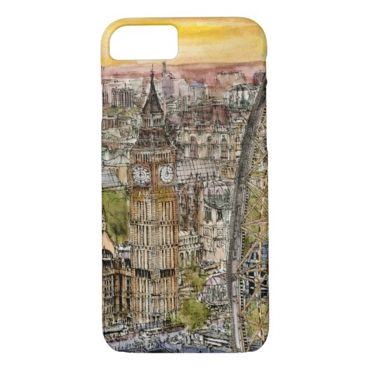 Bestemmingen | Waterverf Big Ben & London Eye Case-Mate iPhone Case (Achterkant)