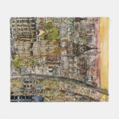 Bestemmingen | Waterverf Big Ben & London Eye Fleece Deken (Voorkant (Horizontaal))