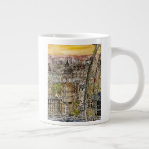 Bestemmingen   Waterverf Big Ben & London Eye Grote Koffiekop