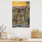 Bestemmingen | Waterverf Big Ben & London Eye Poster (Keuken)
