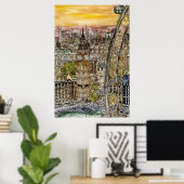 Bestemmingen | Waterverf Big Ben & London Eye Poster (Thuiskantoor)