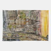 Bestemmingen | Waterverf Big Ben & London Eye Theedoek (Horizontaal)