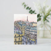 Bestemmingen | Waterverf Eiffeltoren en Parijs Briefkaart (Staand voorkant)