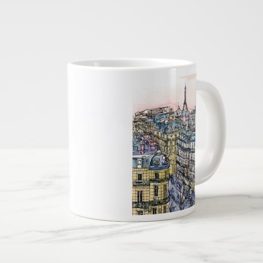 Bestemmingen | Waterverf Eiffeltoren en Parijs Grote Koffiekop (Voorkant rechts)