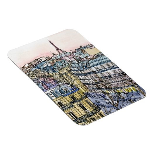 Bestemmingen | Waterverf Eiffeltoren en Parijs Magneet (Rechterzijde)