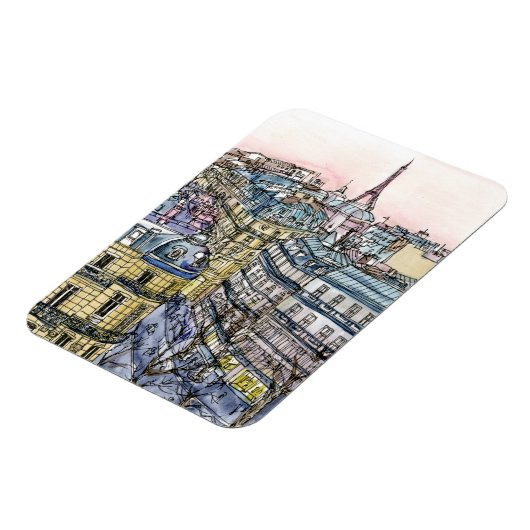 Bestemmingen | Waterverf Eiffeltoren en Parijs Magneet (Linkerzijde)