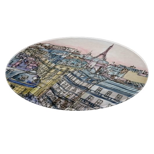 Bestemmingen | Waterverf Eiffeltoren en Parijs Snijplank (Hoek)