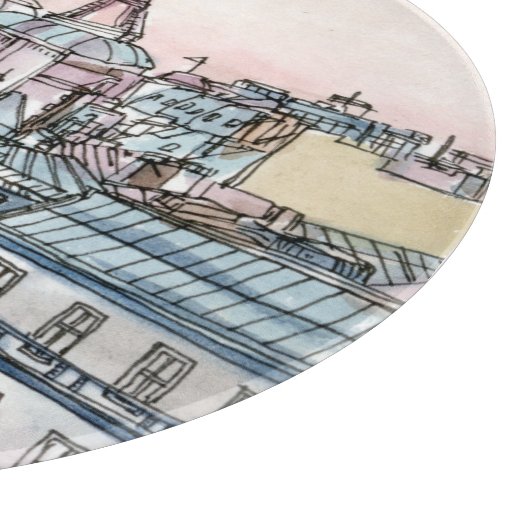 Bestemmingen | Waterverf Eiffeltoren en Parijs Snijplank (Hoek)