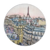 Bestemmingen | Waterverf Eiffeltoren en Parijs Snijplank (Voorkant)