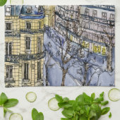 Bestemmingen | Waterverf Eiffeltoren en Parijs Theedoek (Gevouwen)