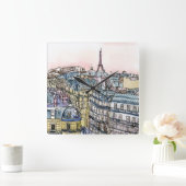 Bestemmingen | Waterverf Eiffeltoren en Parijs Vierkante Klok (Huis)