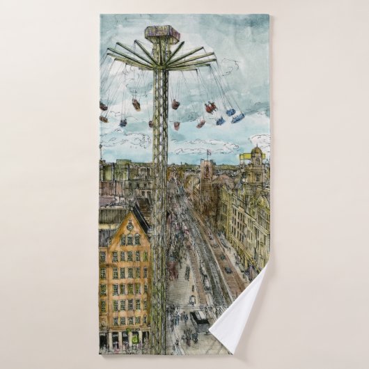 Bestemmingen | Waterverf Europese Swing Ride Badhanddoek (Badhanddoek)