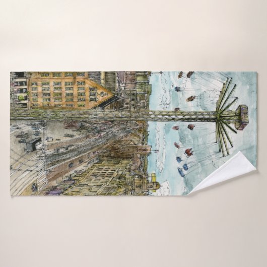 Bestemmingen | Waterverf Europese Swing Ride Badhanddoek (Badhanddoek)