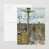 Bestemmingen | Waterverf Europese Swing Ride Briefkaart (Voorkant / Achterkant)