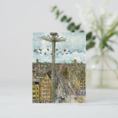 Bestemmingen | Waterverf Europese Swing Ride Briefkaart (Staand voorkant)