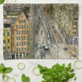 Bestemmingen | Waterverf Europese Swing Ride Theedoek (Gevouwen)