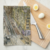 Bestemmingen | Waterverf Europese Swing Ride Theedoek (Quarter Fold)