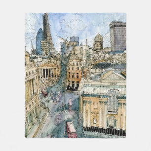 Bestemmingen Waterverf London Street Fleece Deken