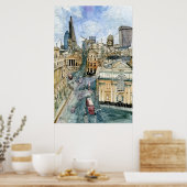 Bestemmingen | Waterverf  London Street Poster (Keuken)