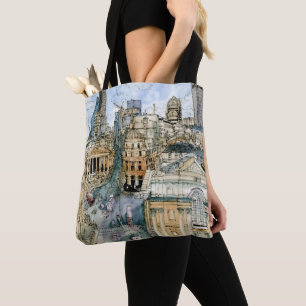 Bestemmingen   Waterverf  London Street Tote Bag