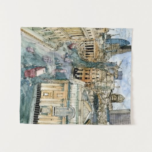 Bestemmingen | Waterverf  London Street Wandkleed (Voorkant (horizontaal))