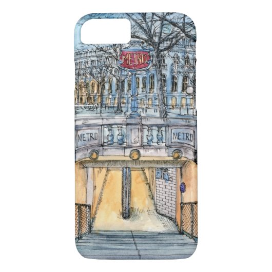 Bestemmingen | Waterverf metro-ingang Case-Mate iPhone Case (Achterkant)