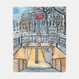 Bestemmingen   Waterverf  metro-ingang Fleece Deken