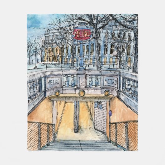 Bestemmingen | Waterverf  metro-ingang Fleece Deken (Voorkant)