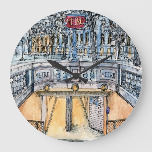 Bestemmingen | Waterverf  metro-ingang Grote Klok (Voorkant)