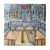 Bestemmingen | Waterverf  metro-ingang Tegeltje (Voorkant)