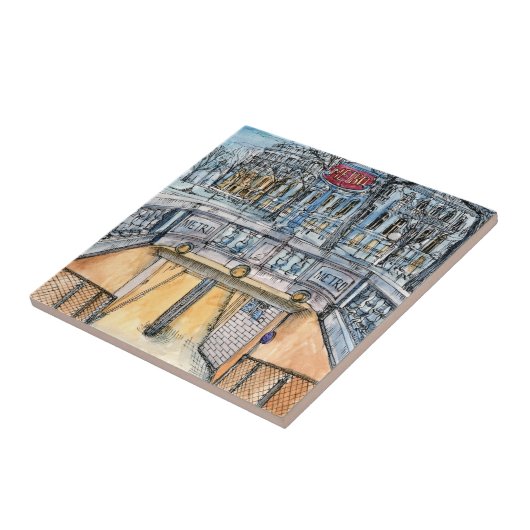 Bestemmingen | Waterverf  metro-ingang Tegeltje (Zijkant)