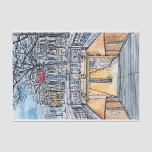 Bestemmingen | Waterverf  metro-ingang Tissuepapier (Voorkant)