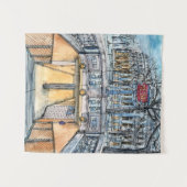 Bestemmingen | Waterverf  metro-ingang Wandkleed (Voorkant (horizontaal))